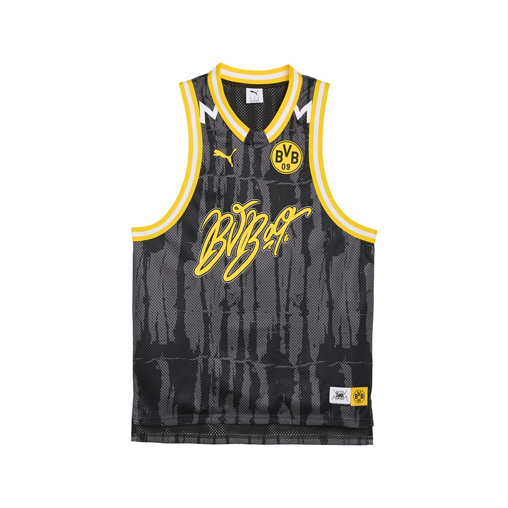 PUMA Hoops X Borussia Dortmund Crew Neck Sleeveless Replica Jersey Mens Black