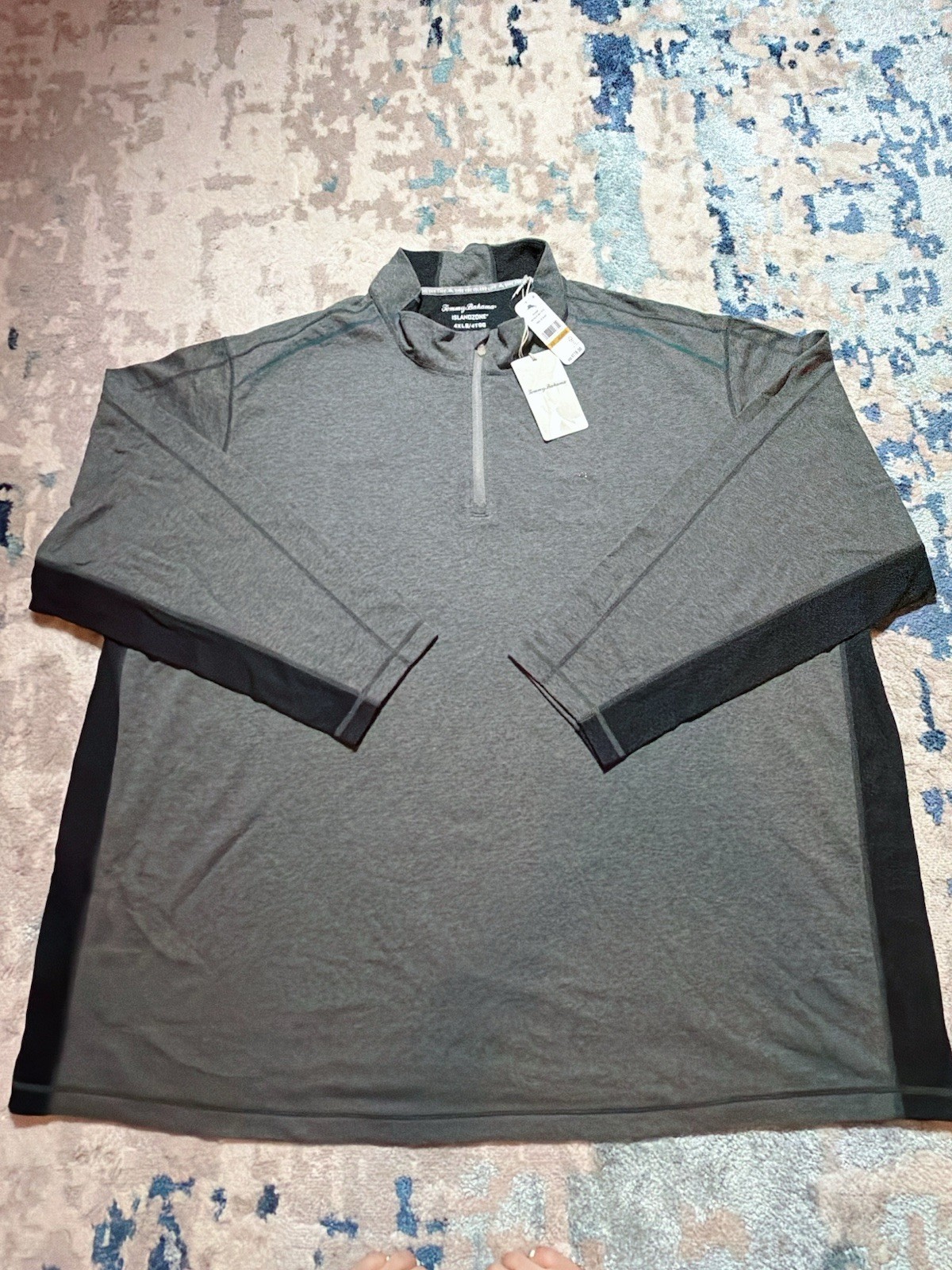 Tommy Bahama Men's Gray IslandZone 1/4 Zip Mock Neck Pullover 3xlb Long Sleeve gallery