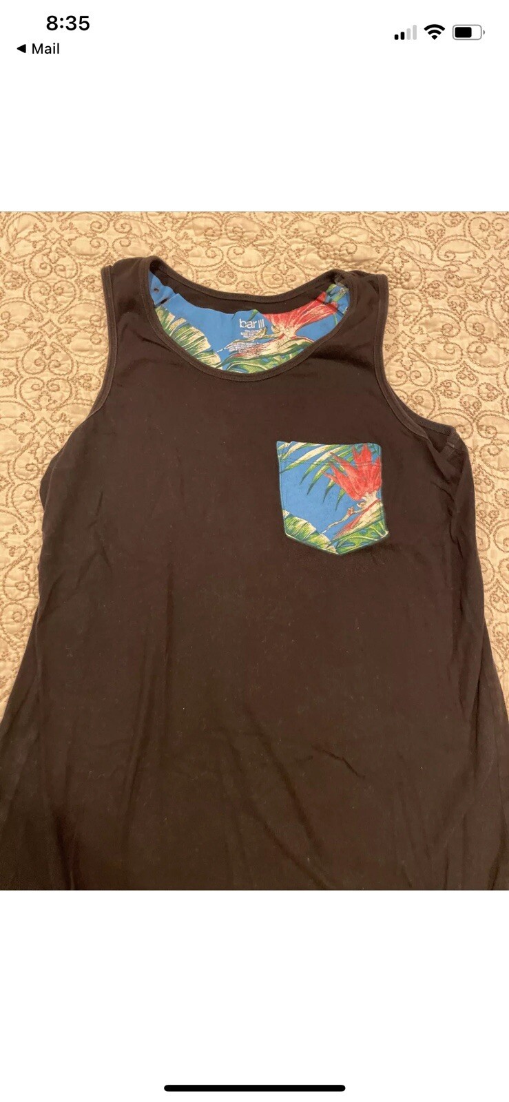 Men’s Bar III BLACK FLORAL TANK TOP SIZE SMALL gallery