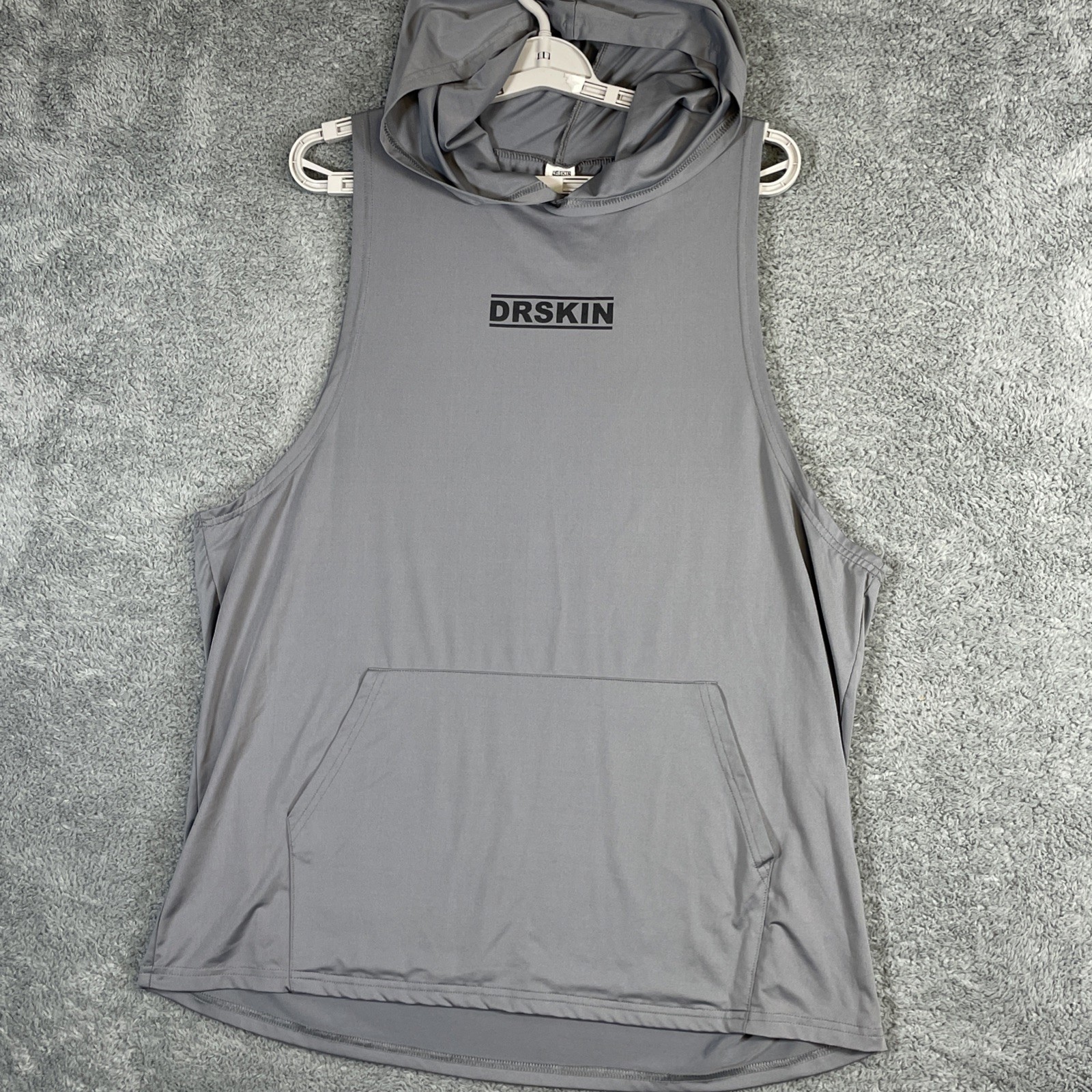 DRskin Hoodeed Tank Top Men XL Gray Sleeveless Compression Shirt Kanga Gym Train gallery