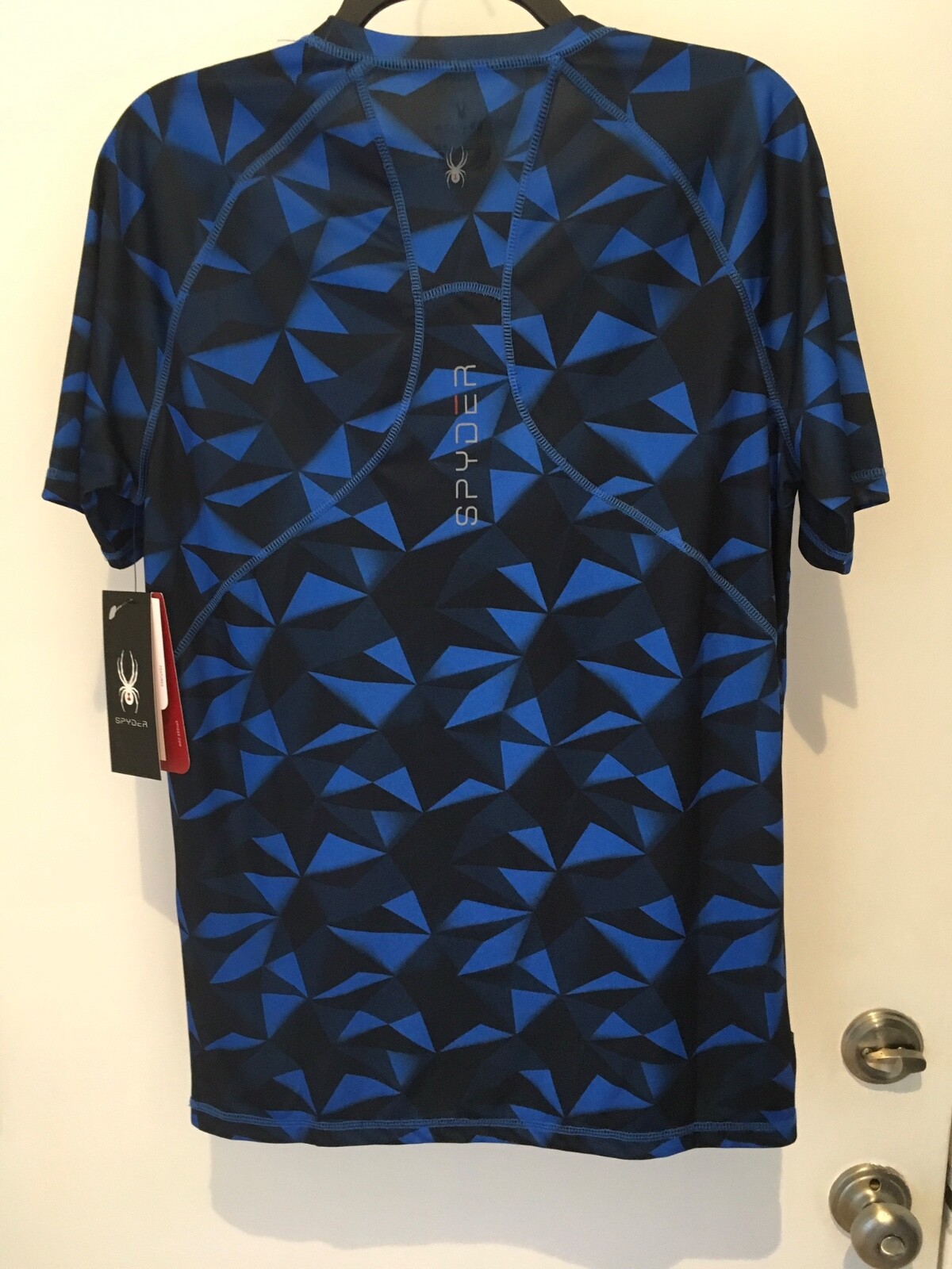 Spyder Men’s Swim Small Rash Guard Surf & Sun UPF 30+ Short Sleeve Blue Camo NWT gallery