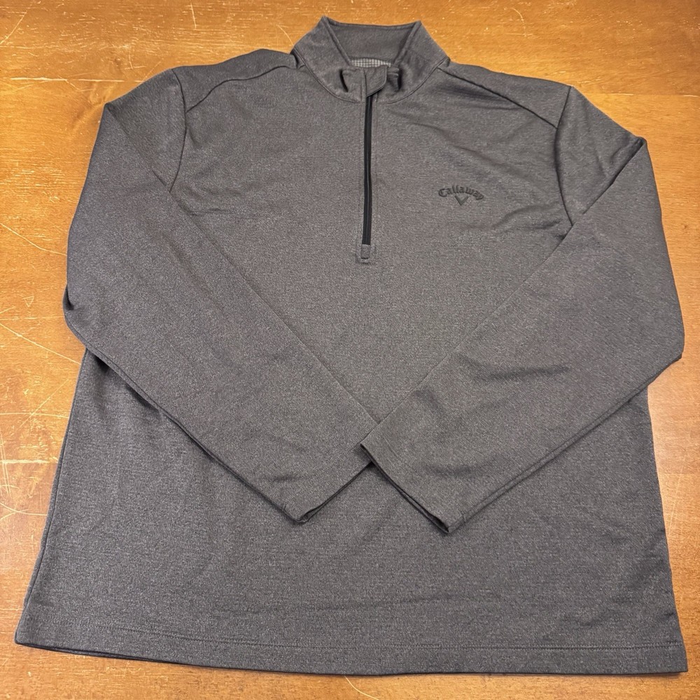 Callaway Sweater Mens Large Gray Pullover 1/4 Zip Long Sleeve Golf Ribbed