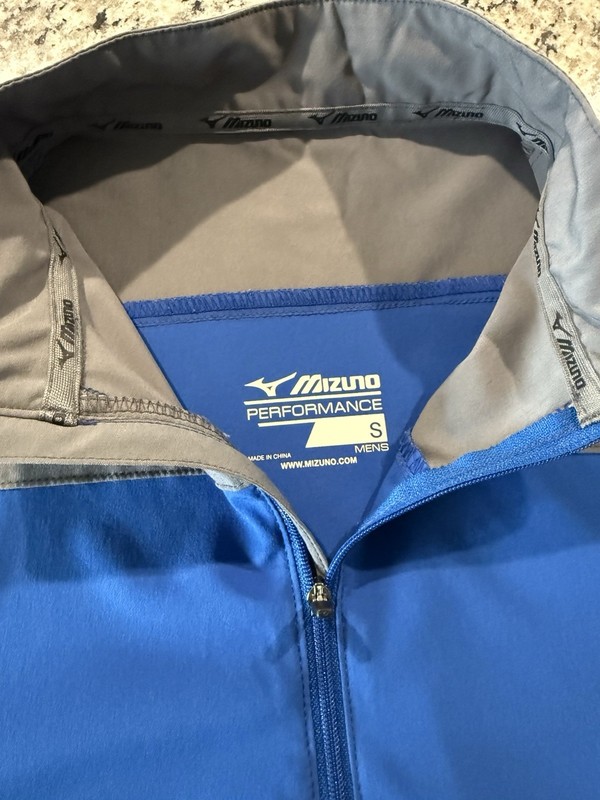 Mizuno Baseball Pullover Warmup Jacket 1/4 Zip Mens S Blue Gray Short Sleeve gallery