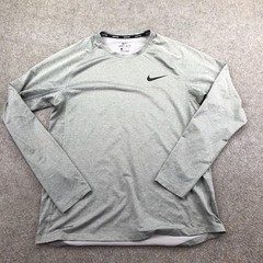 Nike Shirt Mens Large Gray Long Sleeve Dri-FIT Training Top Athletic Performance