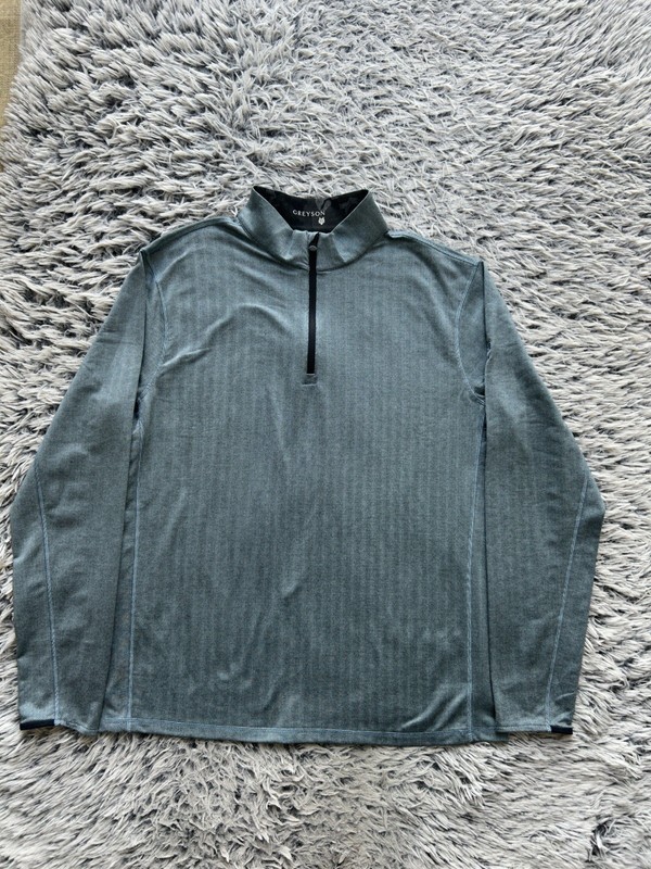 Greyson Pullover Mens XL Green Herringbone Tate 1/4 Zip Golf Stretch Mock Neck gallery
