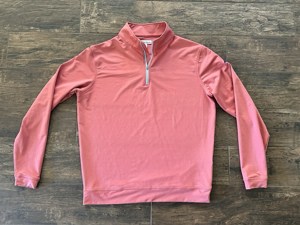 Peter Millar Perth Melange Men’s Performance Quarter Zip Pullover Medium Pink