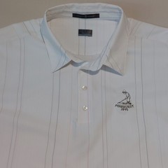 Nike Fit Dry Tiger Woods PINEHURST Silky Polyester White Pin Stripe Shirt XXL