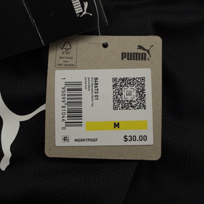 Puma Men's M RTG Sleeveless Mesh Tee Black White dryCELL Training Tank Top NWT gallery