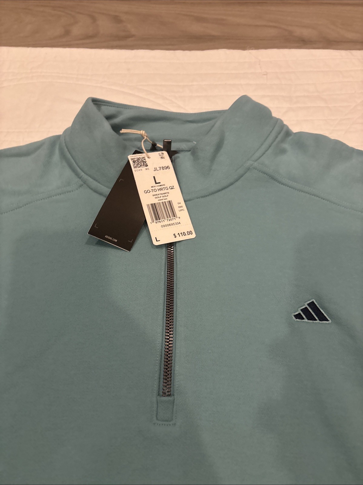 Adidas Large Dri-FIT 1/4 Zip Golf Pullover JL7896 Aqua Blue NWT $110 gallery