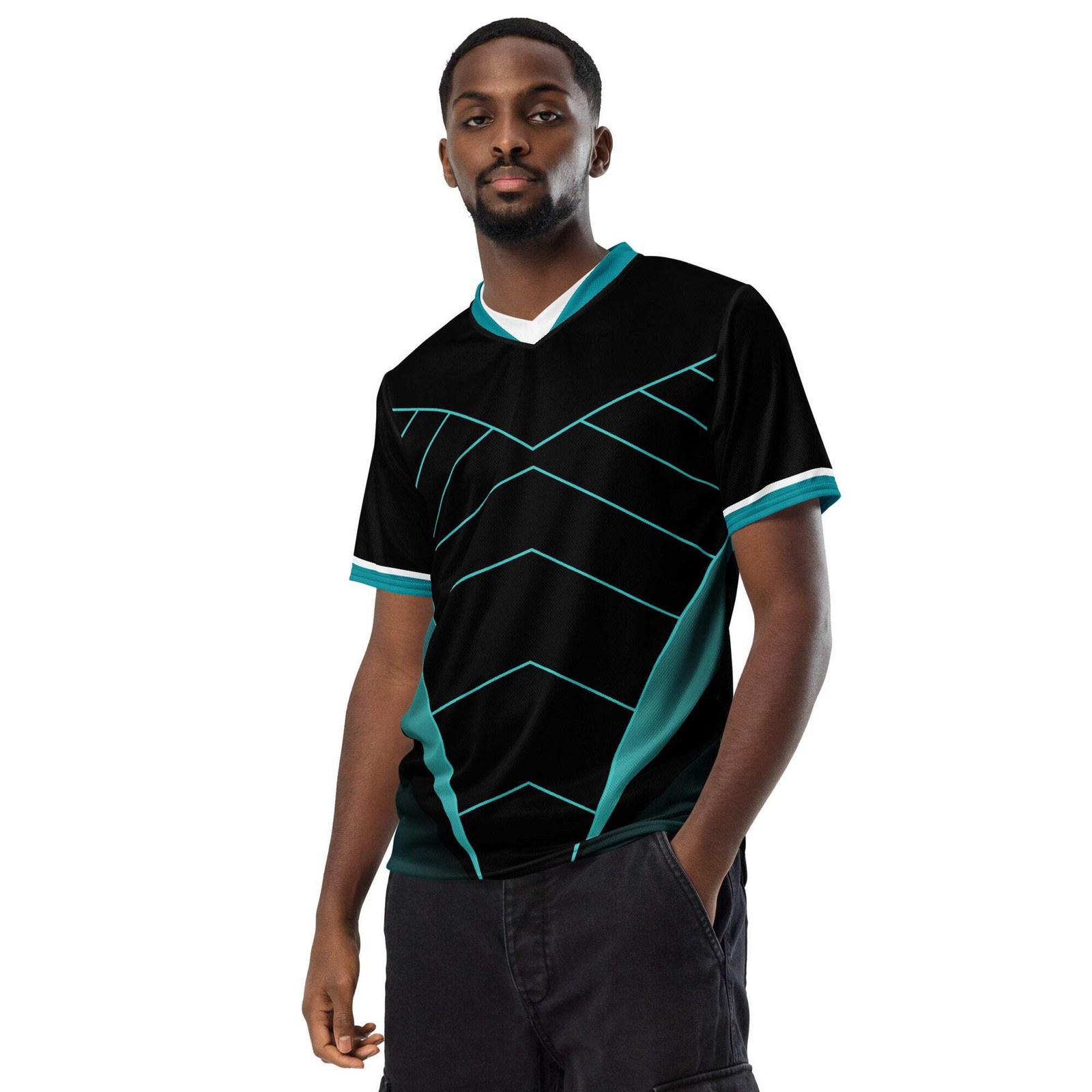 Men's Eastern Blue Pattern Recycled PopFelix Designer Sports Nightclub Jersey gallery