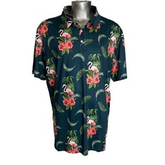 Yatta Golf Polo Shirt Mens Flamingo Tropical Print No Ka ‘Oi Sz XXL NEW NWT