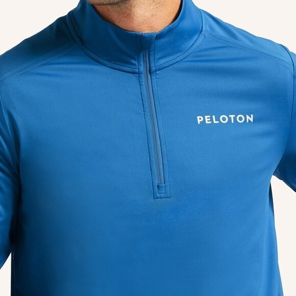 Peloton “Warm Up” ¼-Zip Performance Jersey, NWT - Mens XL - Blue gallery