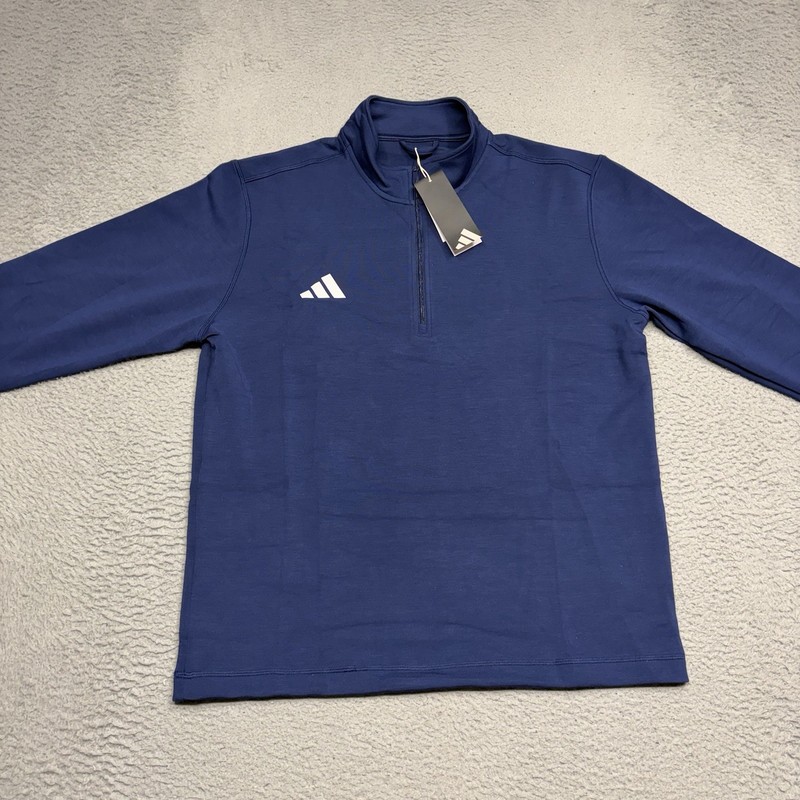 Adidas 1/4 Zip Pullover Men Size Medium Navy Blue White Sweater Jacket KB9113 gallery