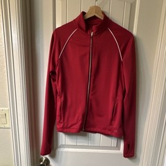 Champion Men’s Red Full Zip Jacket Mock Neck Contrast Piping Size M Long Sleeve