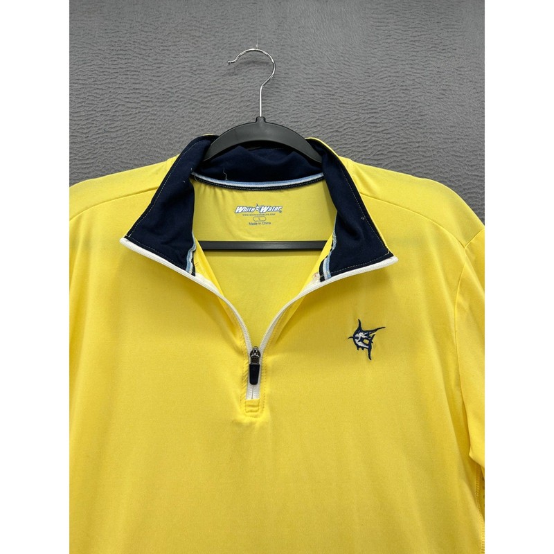 White Water Pullover Mens Quarter Zip Yellow Performance Marlin Logo Size L gallery