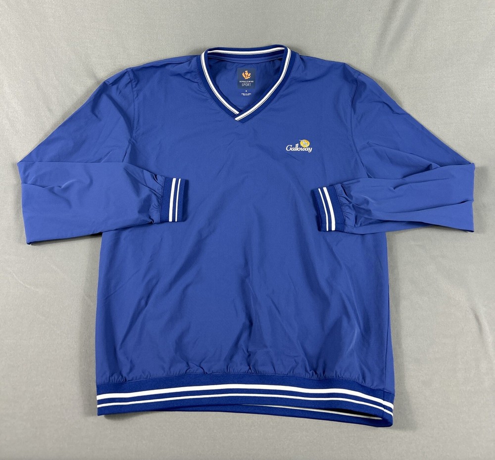 Donald Ross Golf Pullover V-Neck Chest Logo Small Blue Nylon NWOT MSRP $155