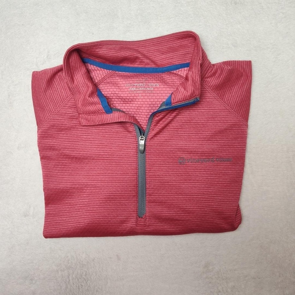Vineyard Vines Pullover Mens Large Pink Golf Performance 1/4 Zip Mock Neck Work