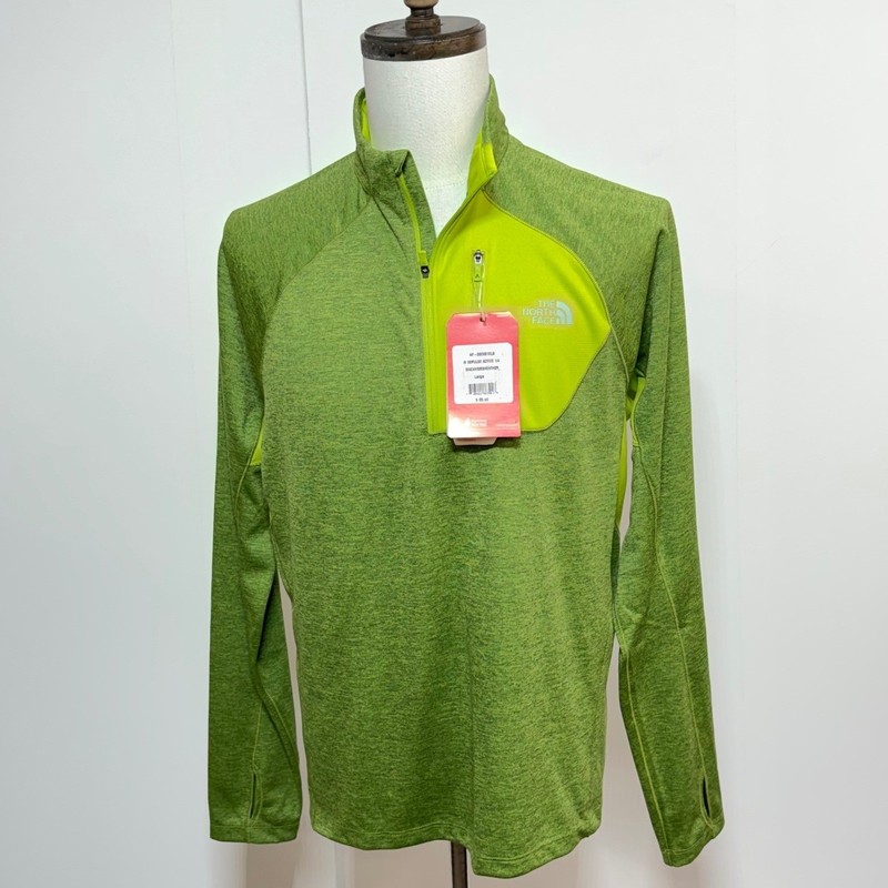 North Face 1/4 Zip Pullover Mens Large Green Active Impulse FlashDry NEW gallery