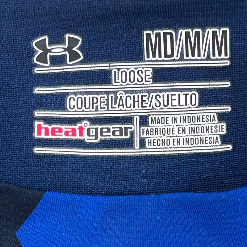 Under Armour Blue UA Combine Contrast Long Sleeve Training Shirt Mens M gallery