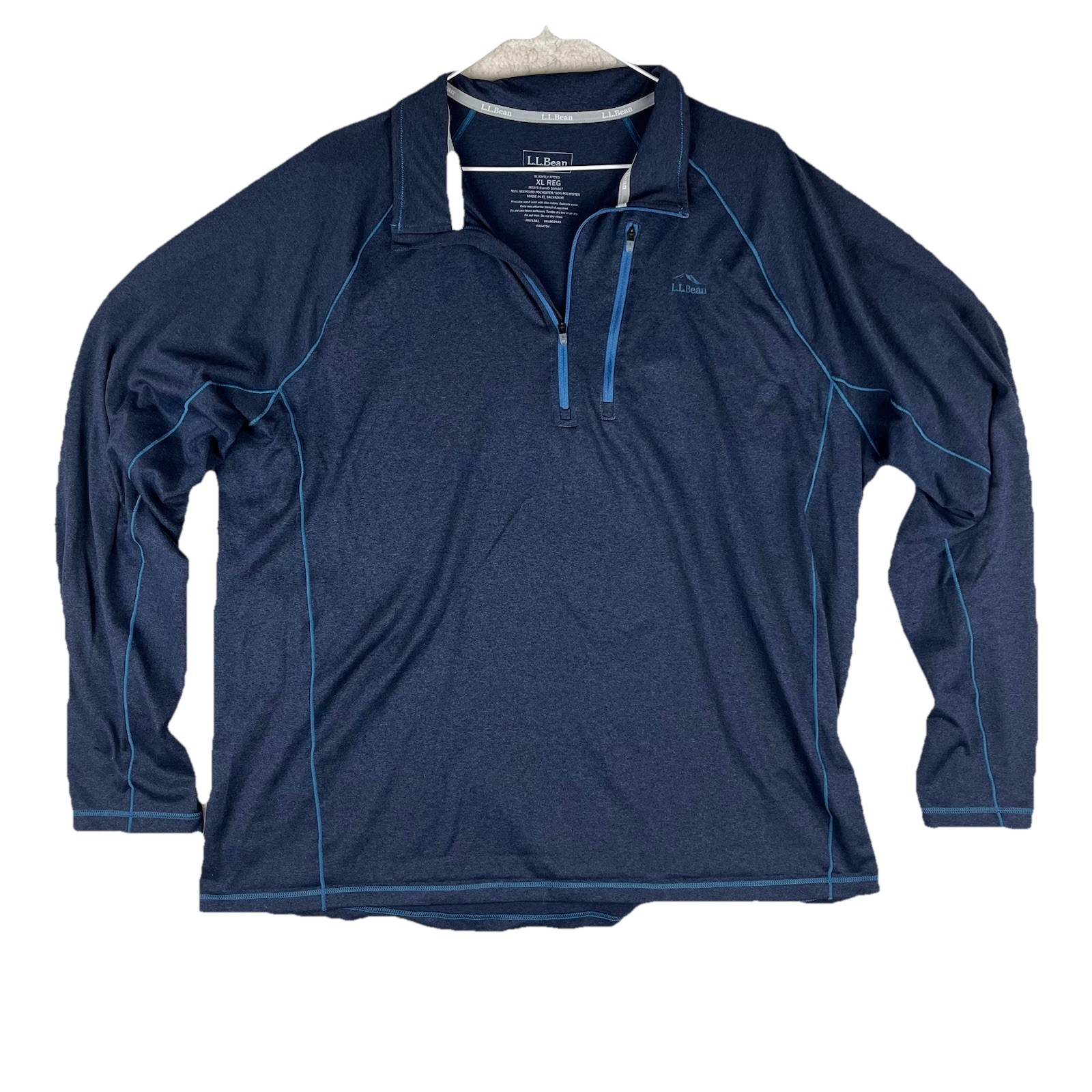 LL Bean Top Mens XL Quick Dry Trail Tee 1/4 Zip Long Sleeve Pocket T-shirt gallery