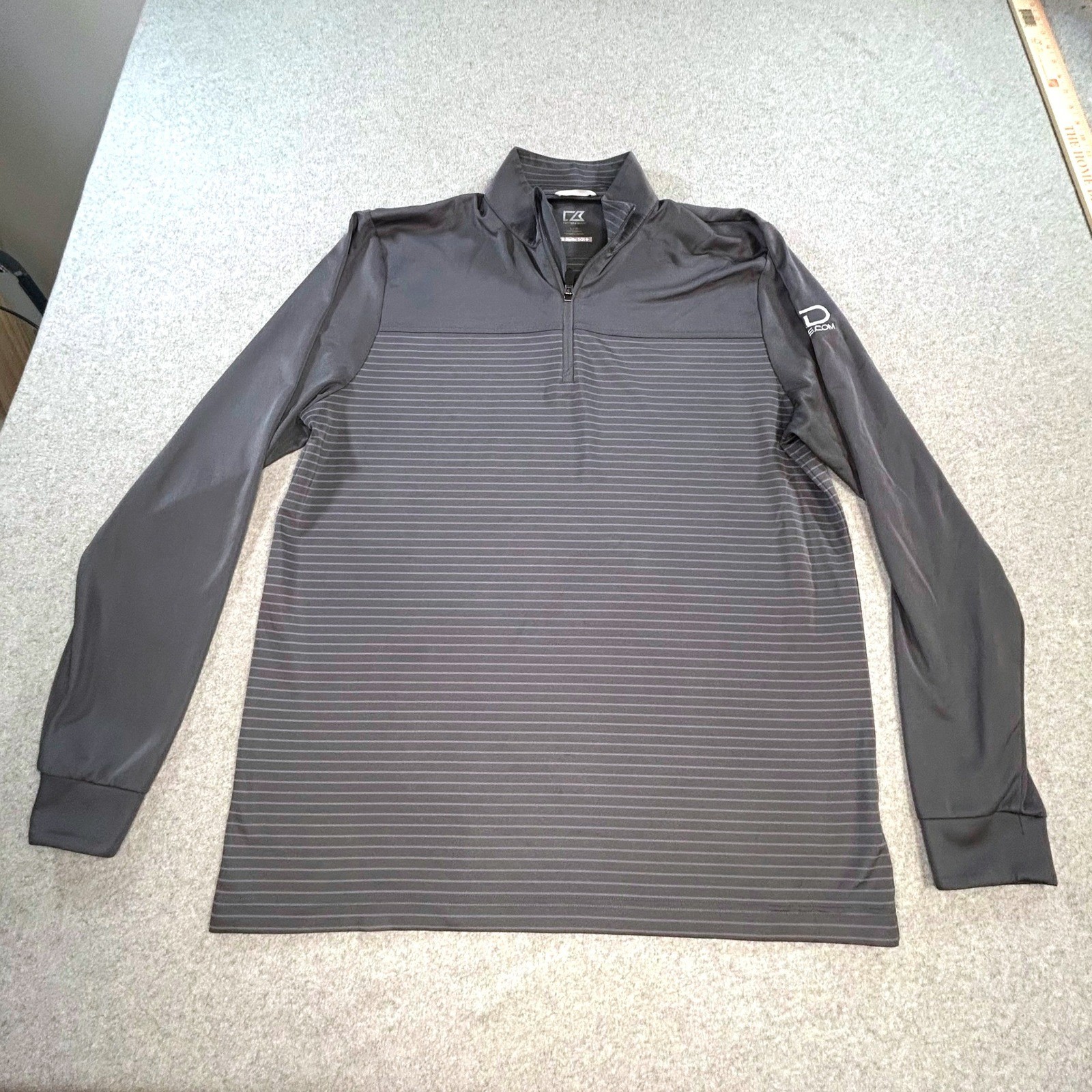 Cutter & Buck Pullover Mens Large Grey CB DryTec Striped 1/4 Zip Golf Shirt gallery