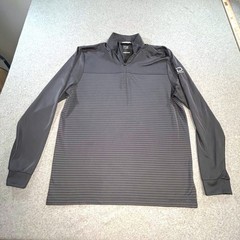 Cutter & Buck Pullover Mens Large Grey CB DryTec Striped 1/4 Zip Golf Shirt