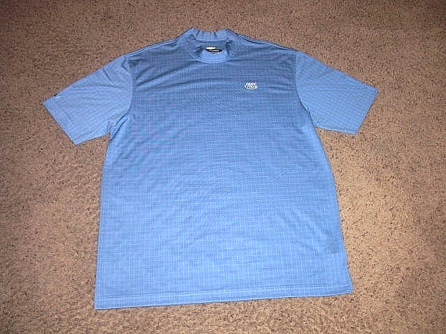 GREG NORMAN blue pattern Play Dry mock neck short sleeve Golf shirt 2XL gallery