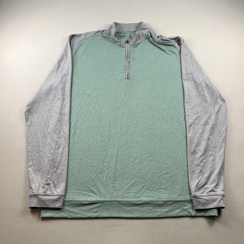 Johnnie-O Shirt Mens XL Green Gray 1/4 Zip Pullover Raglan Stretch Long Sleeve