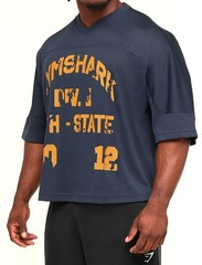 GYMSHARK ‘Mesh Oversized Graphic Football Jersey’ Men’s T-Shirt Blue S **NWT**