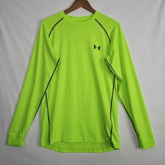 Under Armour ColdGear Fitted Shirt Mens M Neon Green Long Sleeve Athletic