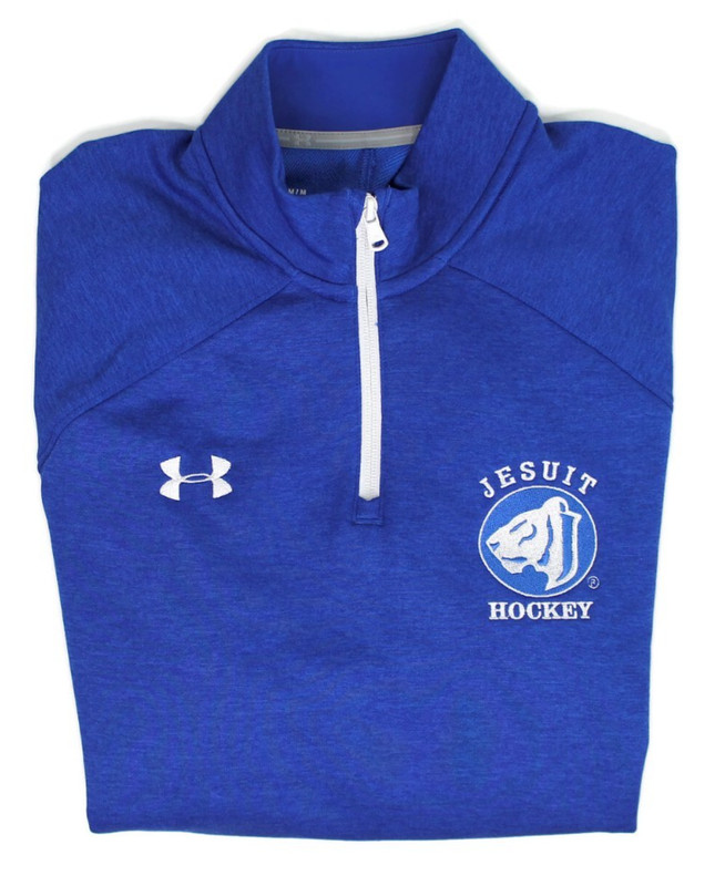 Under Armour Jesuit High School Hockey Blue Pullover Cold Gear 1/4 Zip Mens M gallery