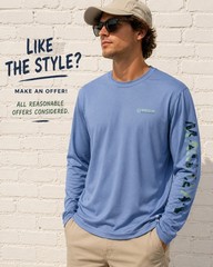 Magellan Fish Gear Long Sleeve Performance Fishing Shirt Blue Medium M