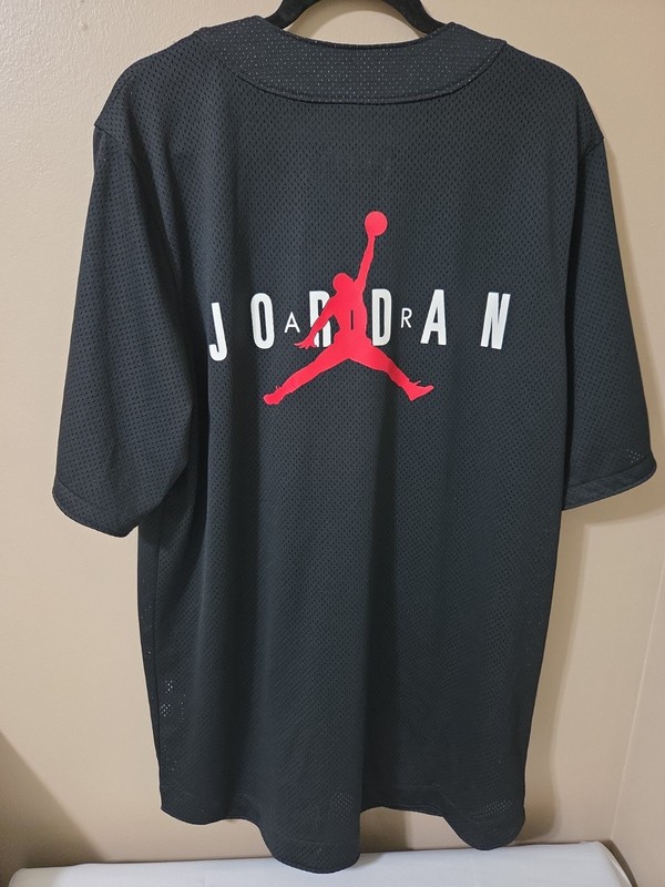 Nike Jordan Air Mesh Baseball Jersey Mens XL Black Jumpman Logo gallery