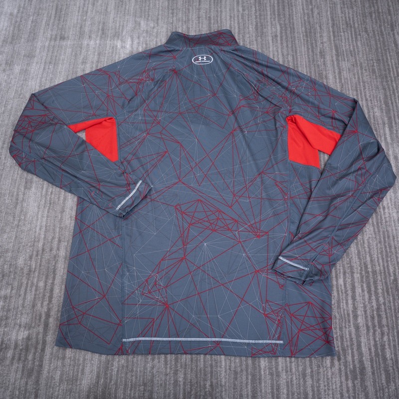 Under Armour Mens XL All Season Gear 1/4 Zip Running Pullover Grey Red 1265029 gallery