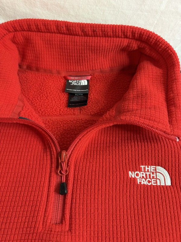 The North Face Men's Red Waffle Knit 1/4 Zip Mock Neck Sweater Shirt Size XL gallery