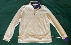 IZOD 1/4 Zip Ivory/Off-White/Cream Mock Neck Pullover Men’s L Long Sleeve