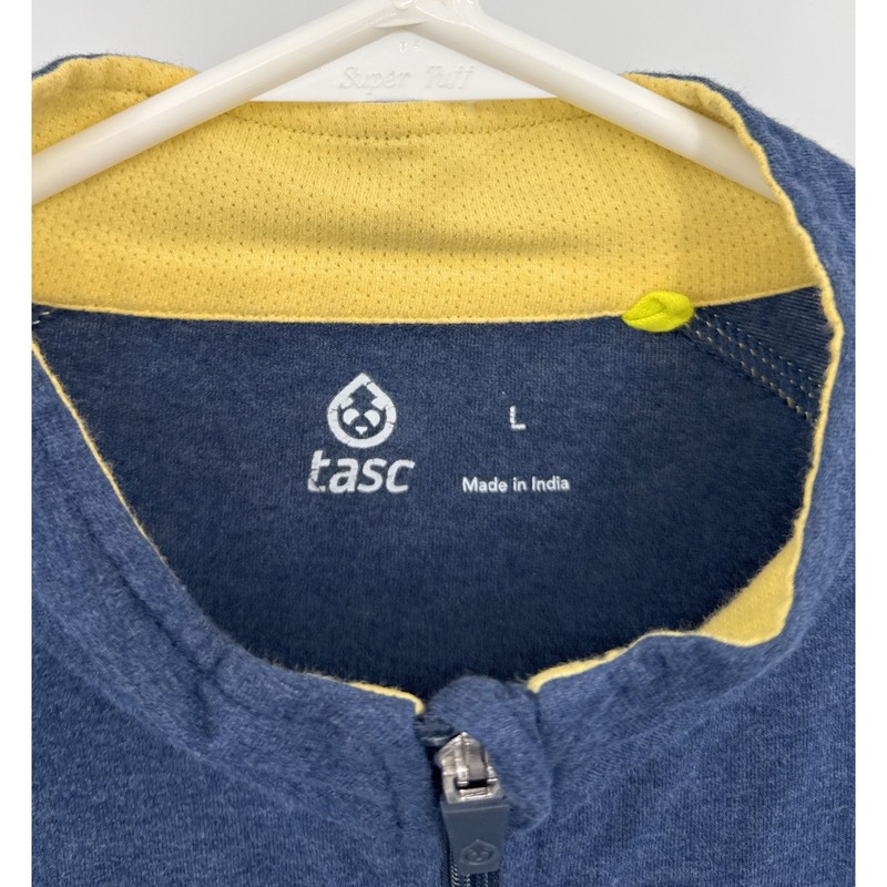 Tasc Performance Mens Large Blue Bamboo Organic Cotton Quarter Zip Pullover L gallery
