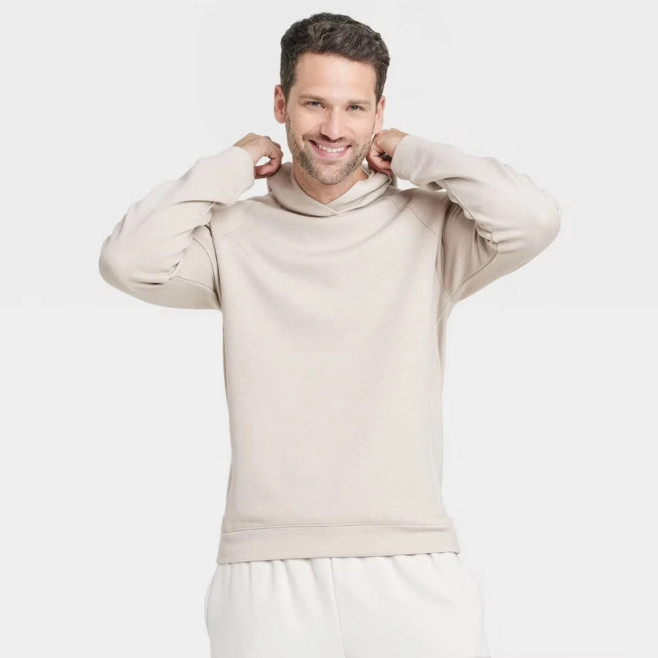 Mesh Spacer Fleece Hoodie All In Motion Beige Sweatshirt XLarge Secure Pocket