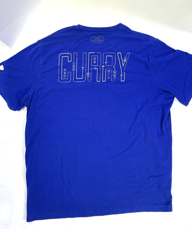 Under Armour Heat Gear Loose Steph Curry Tshirt Front/Back Blue 2XL gallery