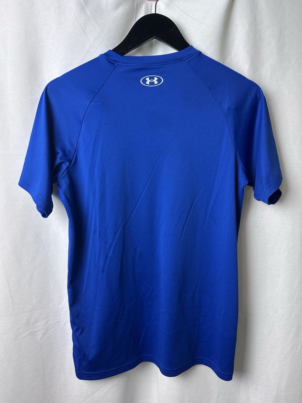 Under Armour UA Blue Short Sleeve Crew Neck Loose Fit T-Shirt YXL Polyester Logo gallery