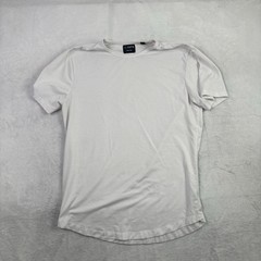 Cuts White Curve-Hem Short Sleeve Activewear Athletic Pullover Shirt Mens Medium