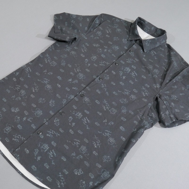 Lululemon Button Up Shirt Medium Adult Black Green Airing Easy Short Sleeve Mens gallery