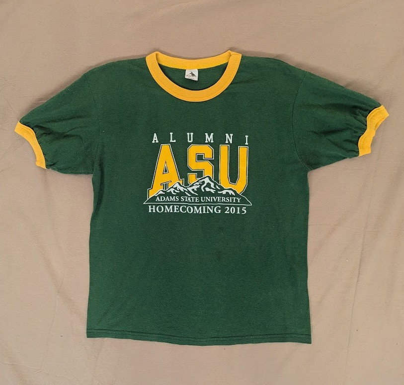 Adams State (CO) NCAA Yellow 2 Tone Crew Neck Homecoming 2015 Green T Shirt- L gallery