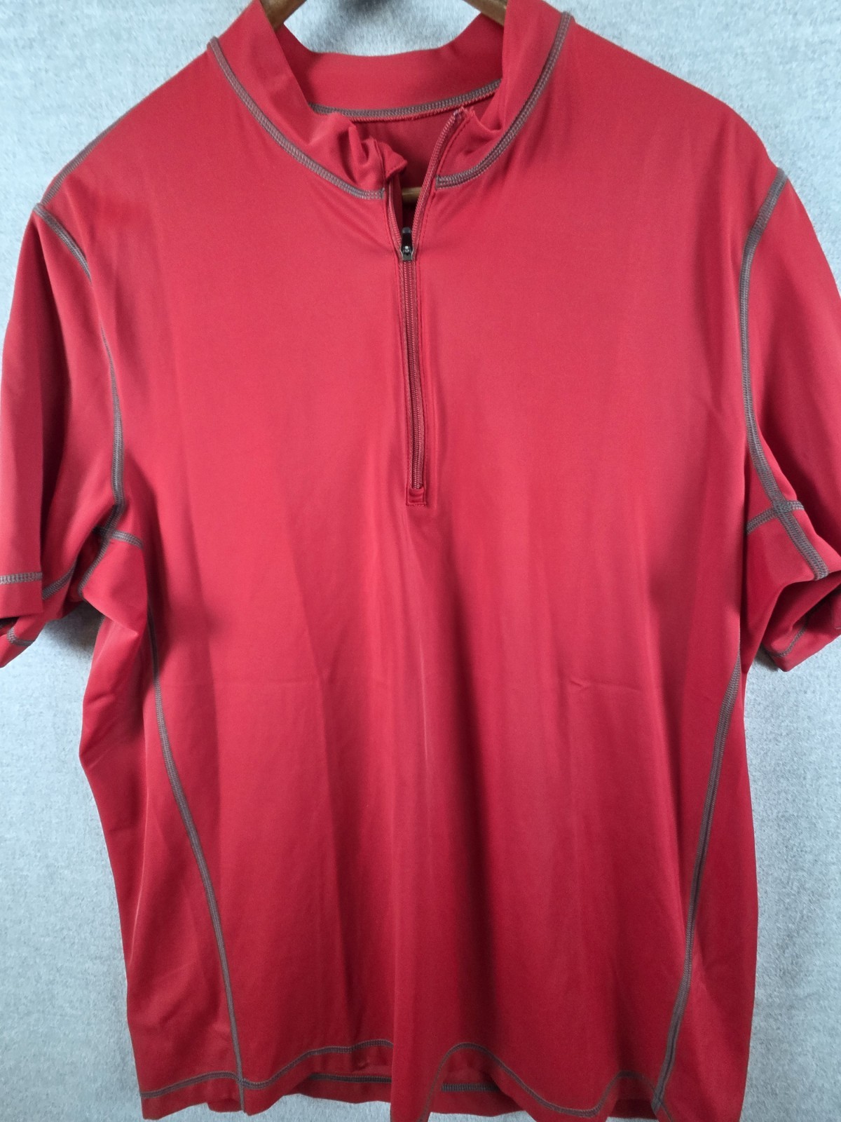 Lands End L Rash Guard Sport Moisture Wick Shirt Red Zip Close Beach Swim Zip gallery