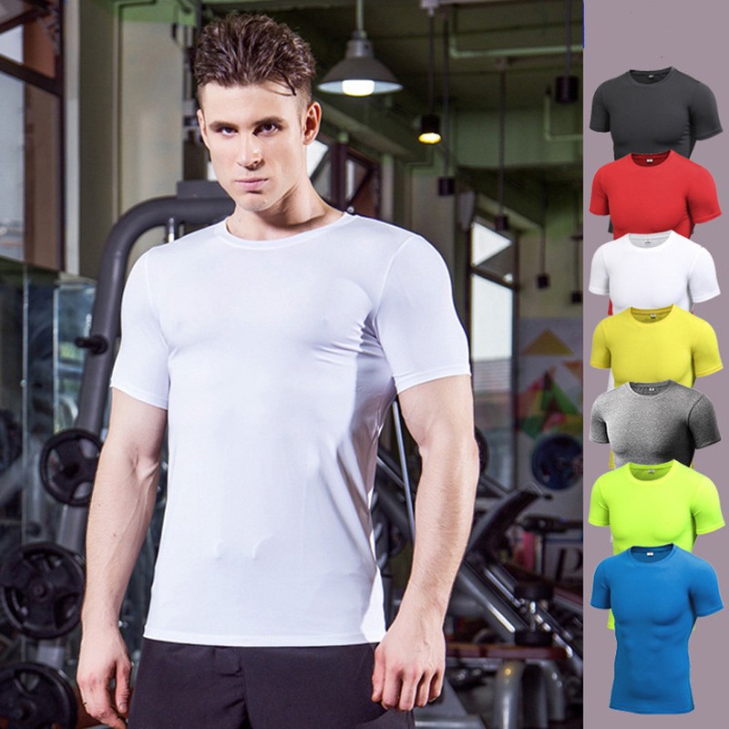 Men Short Sleeve Activewear Running Fitness Athletic Shirts Sportswear YL001 gallery