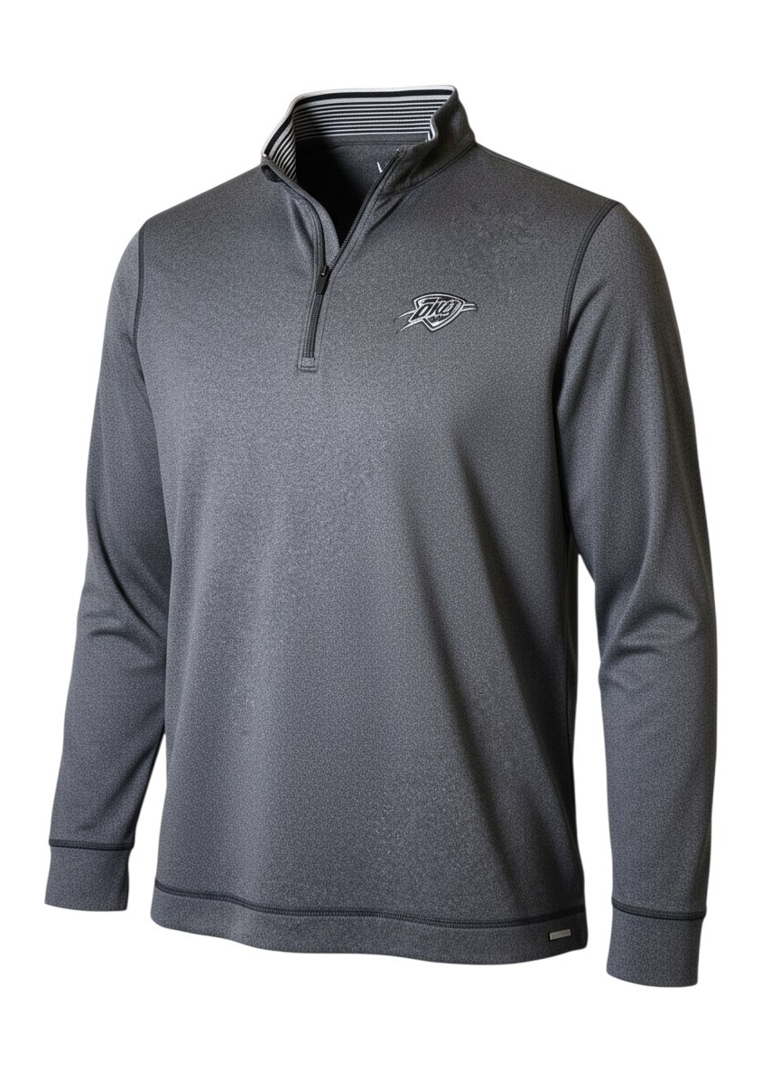 Cutter & Buck Sweater M Gray CB DryTec Quarter Zip Golf Pullover OKC Thunder gallery
