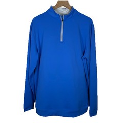Peter Millar Mens Blue Wicking Perth Performance Quarter Zip Pullover XL Golf