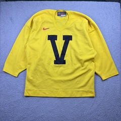Vintage Nike Bauer Hockey Jersey Mens 50 Yellow Custom V