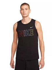 Nike Mens Black Tank Top With Multicolor Logo Print Size L