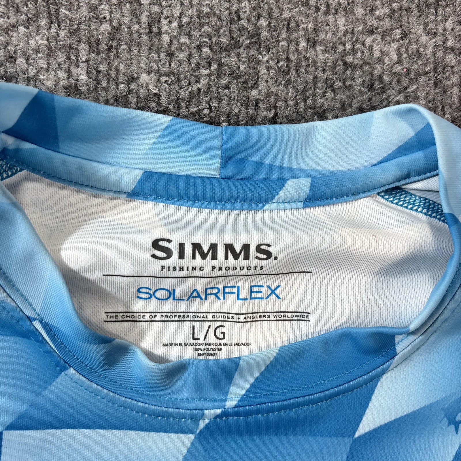 Simms Shirt Mens Large Blue SolarFlex Long Sleeve Crew Neck Fishing UPF 50 gallery